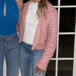 Blank NYC light pink leather coat